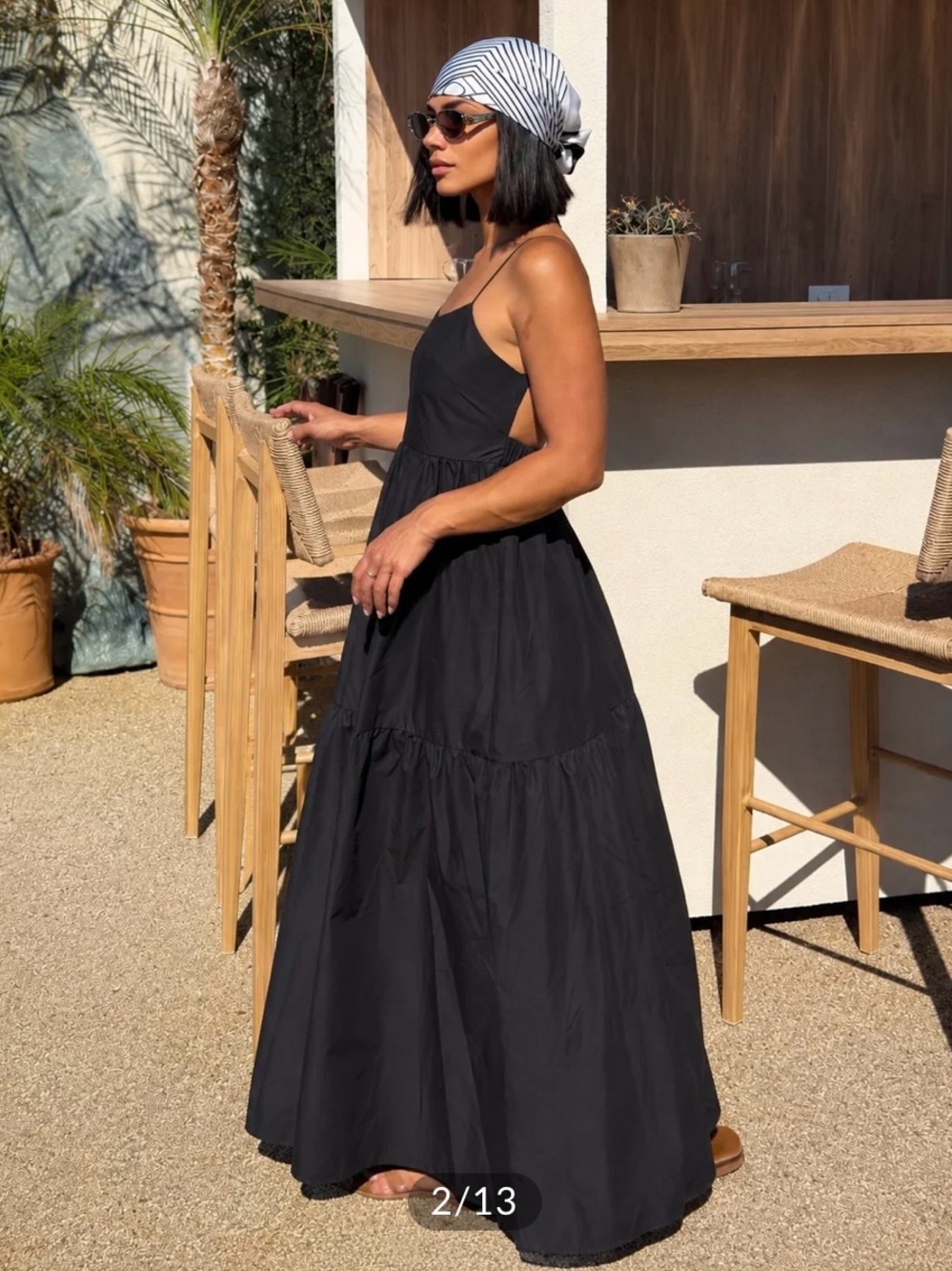 Commense Black Maxi Coastal Cowgirl Long Dress Size Small